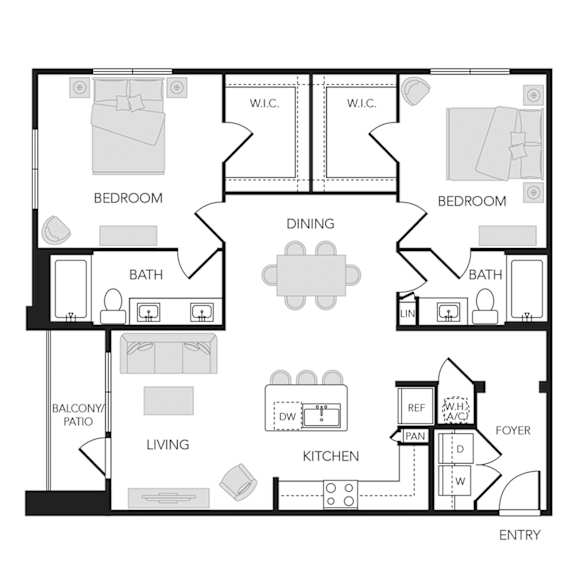 1BR 1BA (1227 SF)