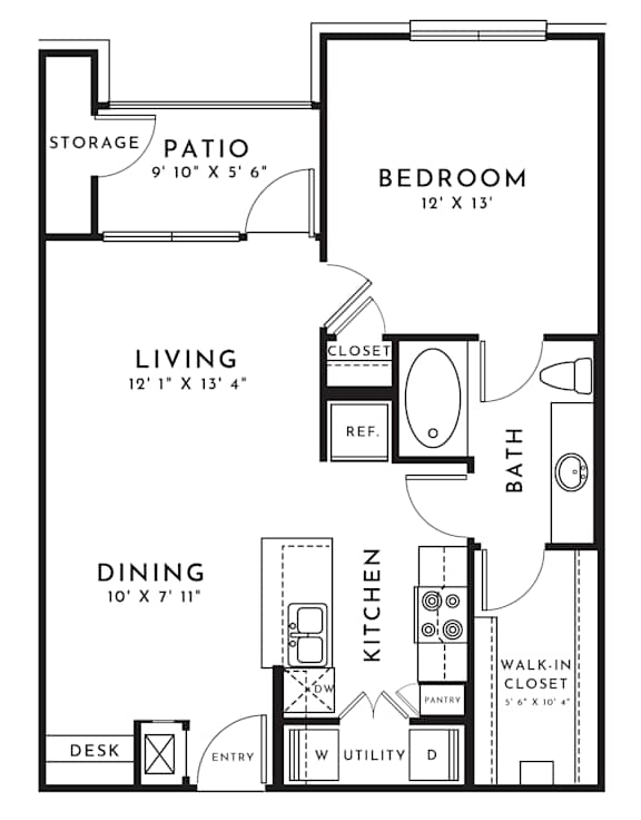 1BR 1BA_728 SF at Mansfield on the Green, Texas, 76063