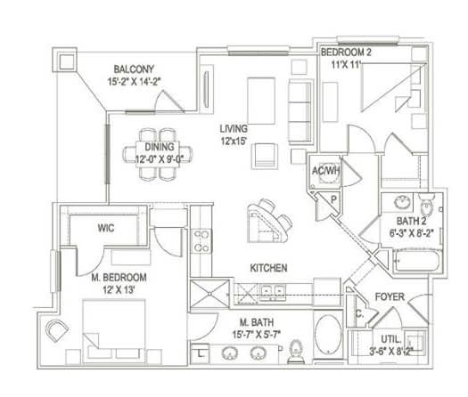 2 bed 2 bath at Robley Place, Lafayette, 70503