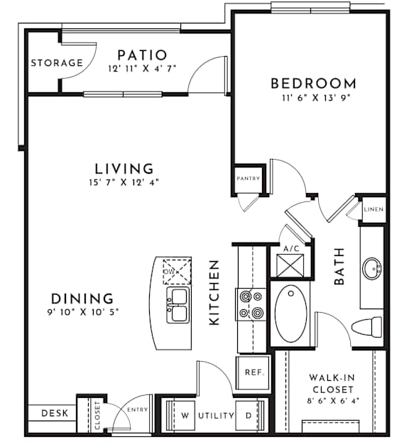 1BR 1BA_816 SF at Mansfield on the Green, Milwaukie, TX