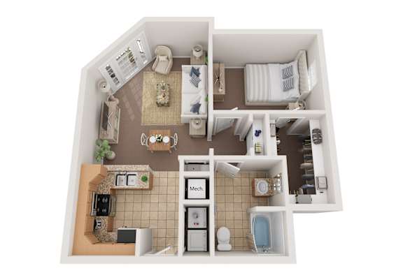 1 bed 1 bath A 1 bed 1 bath A at Villaggio, Bossier City, LA