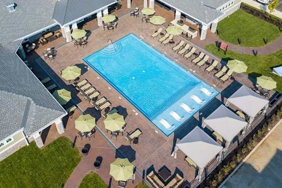 Aerial View of Swimming Pool at Waterstone at Hamburg Apartments in Lexington, KY