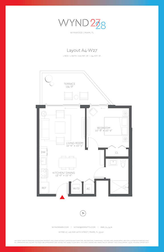 W27 - 1BR 1BA_616 SF - A4_terrace at WYND 27 &amp; WYND 28, Florida&#xA0;, 33127