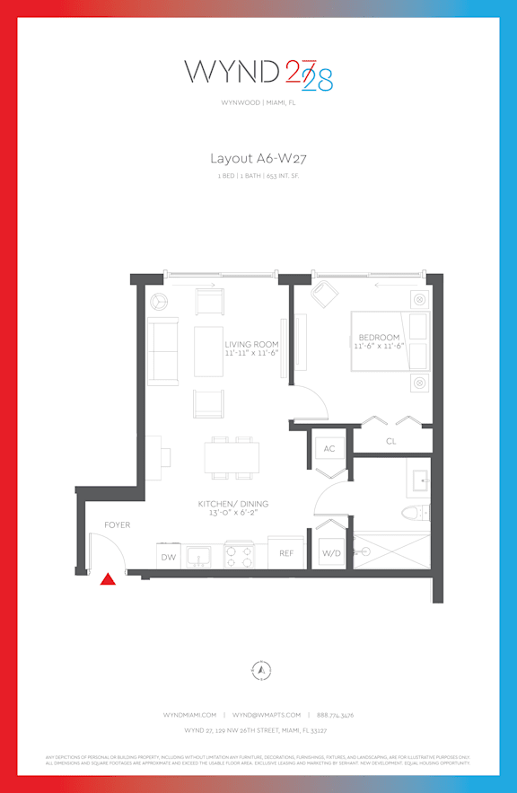 W27 - 1BR 1BA_653 SF at WYND 27 & WYND 28, Miami, 33127