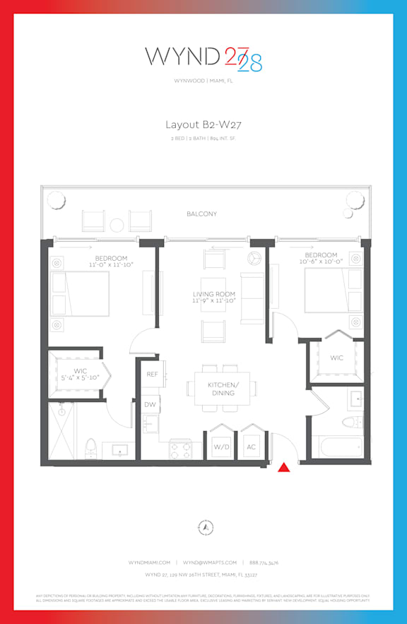 W27 - 2BR 2BA_894 SF_terrace at WYND 27 & WYND 28, Miami, FL, 33127