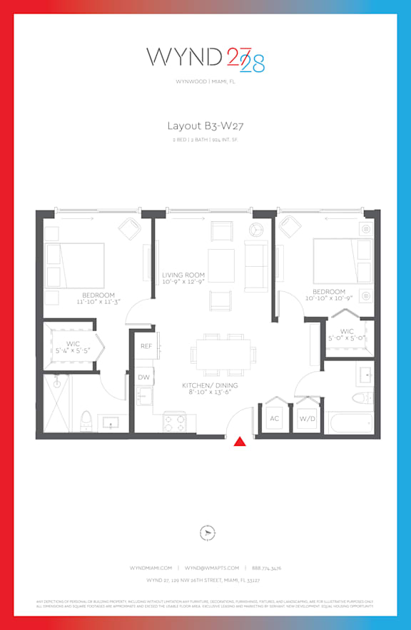 Floor Plan  W27 - 2BR 2BA_924 SF at WYND 27 &amp; WYND 28, Miami, FL, Florida