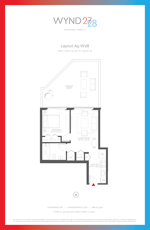 W28 - 1BR 1BA_571 SF_terrace at WYND 27 &amp; WYND 28, Miami