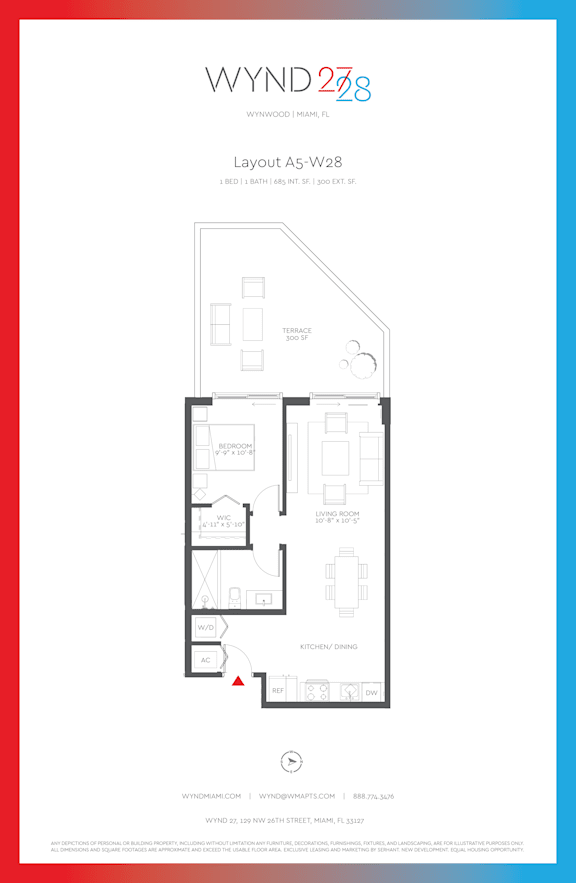 W28 - 1BR 1BA_685 SF - A5_terrace at WYND 27 & WYND 28, Miami, FL, Florida
