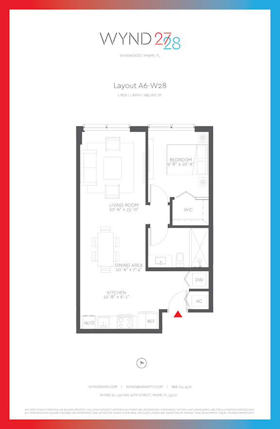 W28 - 1BR 1BA_685 SF - A6 W28 - 1BR 1BA_685 SF - A6 at WYND 27 & WYND 28, Miami, Florida