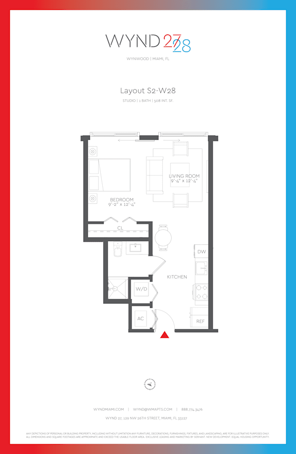 Floor Plan  W28 - Studio_508 SF at WYND 27 &amp; WYND 28, Miami, 33127