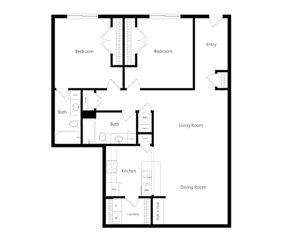 A black and white image of a floor plan for a house.
