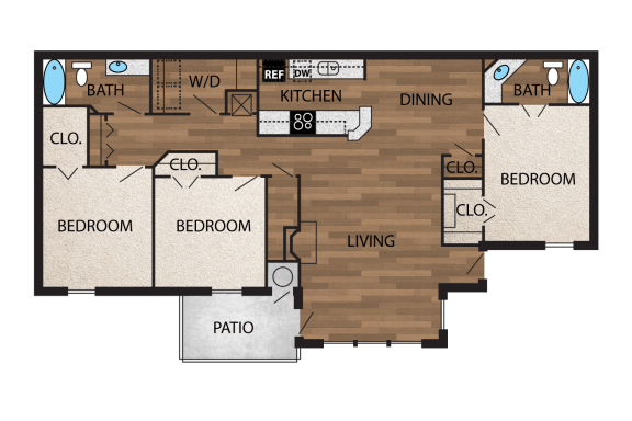 the floor plan of a house with bedrooms and a living room