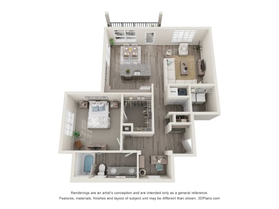 A4 1 bed 1 bath 1040 sq ft