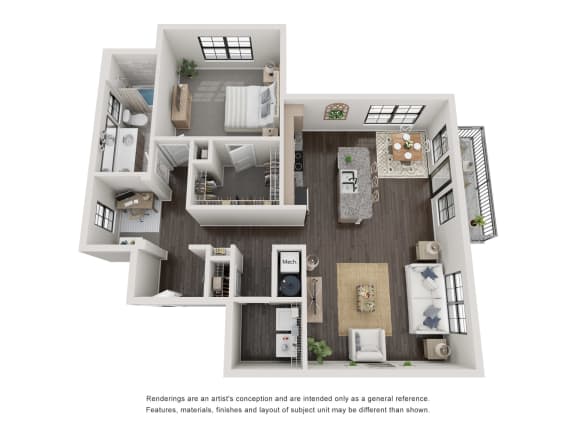 A4 Floorplan - 1 bed 1 bath 1040 sq ft