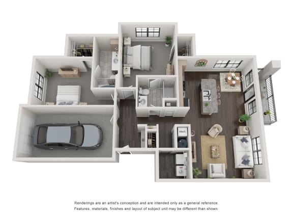 B4.1 Floorplan - 2 bed 2 bath 1233 sq ft