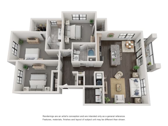 C1 Floorplan - 3 bed 2 bath 1411 sq ft