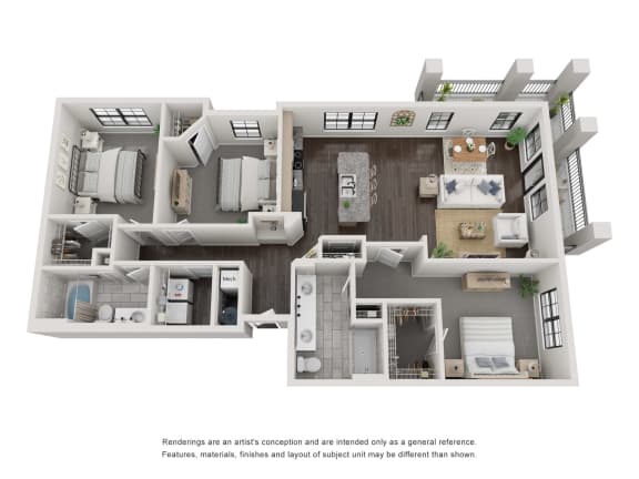 C2 Floorplan - 3 bed 2 bath 1426 sq ft