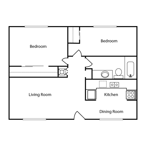 Seaspray Floor Plan 2 bedroom 1 bathroom 800 sq ft