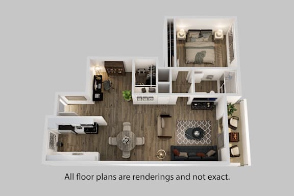 bedroom floor plan an open concept living and dining area with a fireplace and a balcony