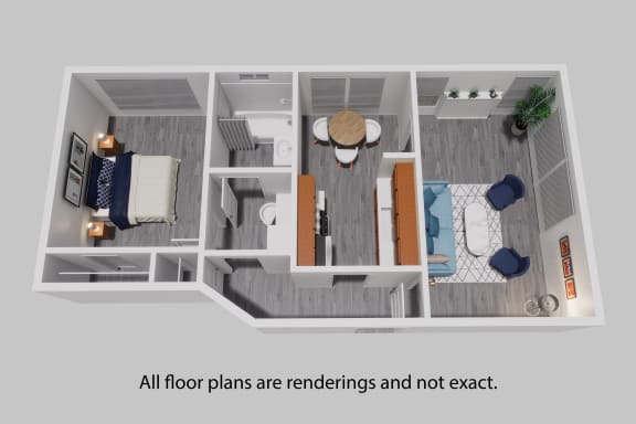 a floor plan of a one bedroom apartment with a bathroom and a balcony