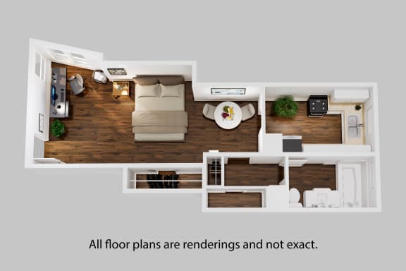 an overhead view of the bedroom floor plan