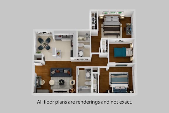 A diagram of a floor plan for a small apartment.