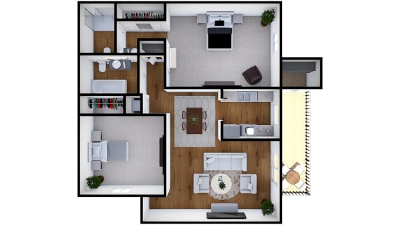 Floor Plan  Two Bedroom Two Bath
