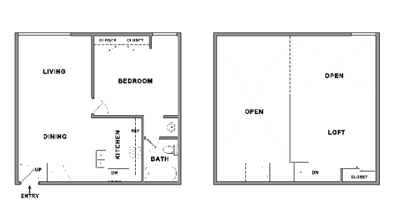 a schematic diagram of two floor plans of a building