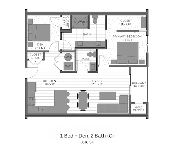 the floor plan of the second level of the renovated apartment