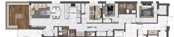 A floor plan of a home showing the layout of the rooms.