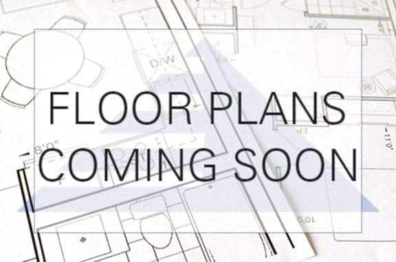 A sign that says "Floor Plans Coming Soon" is displayed over a background of architectural drawings.