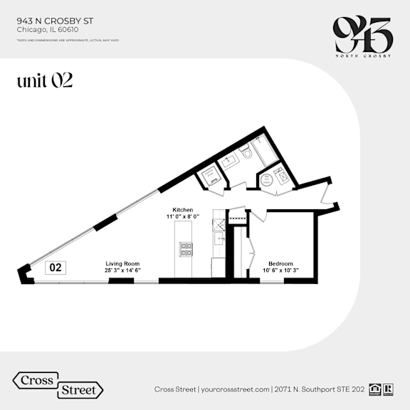 a floor plan of unit 02 of the cross street condos