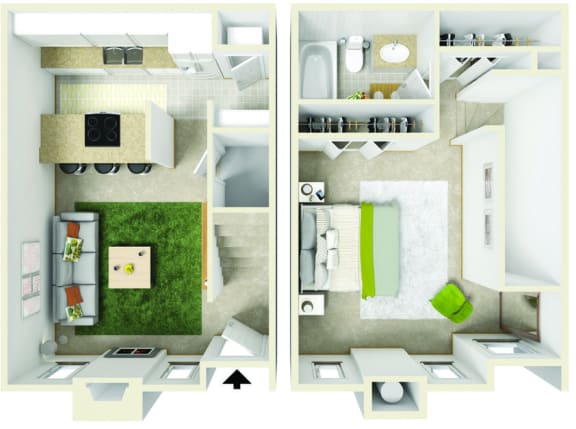 Floor Plan  1Bedroom Floor Plan at Shenandoah Bend Apartments, Baton Rouge, Louisiana