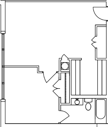 A black and white line drawing of a floor plan.