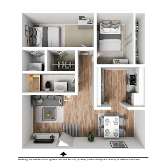 a 1 bedroom floor plan  950 sq ft