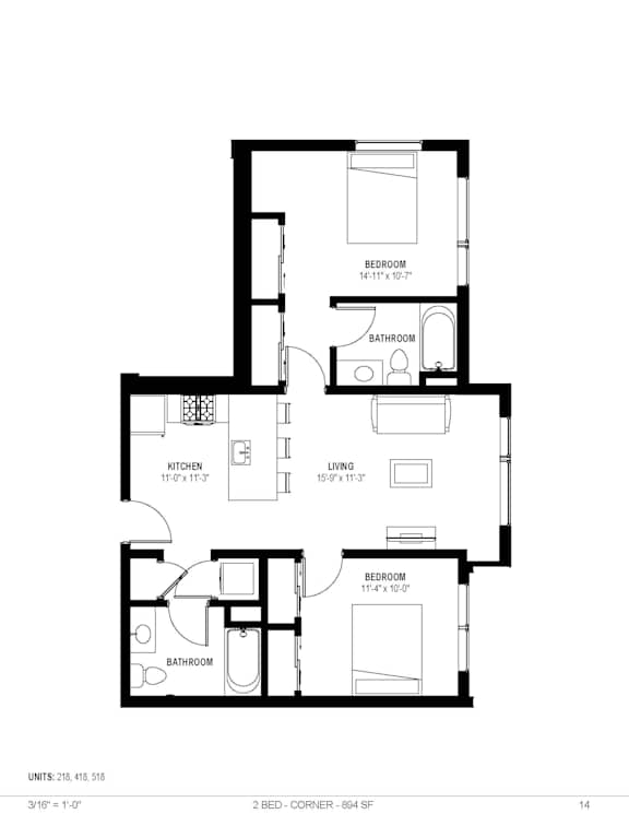 The Elm 2Bed 2Bath at The Isaac, Philadelphia, PA, Pennsylvania  , 19122