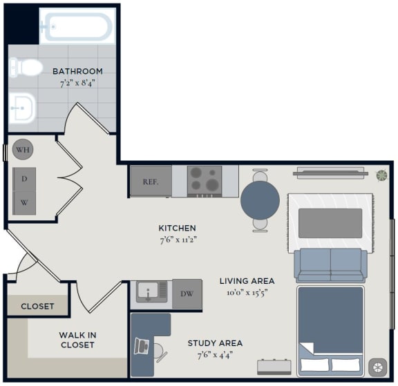 Studio Floor Plan at The Anchorage on Kelly, East Falls, PA