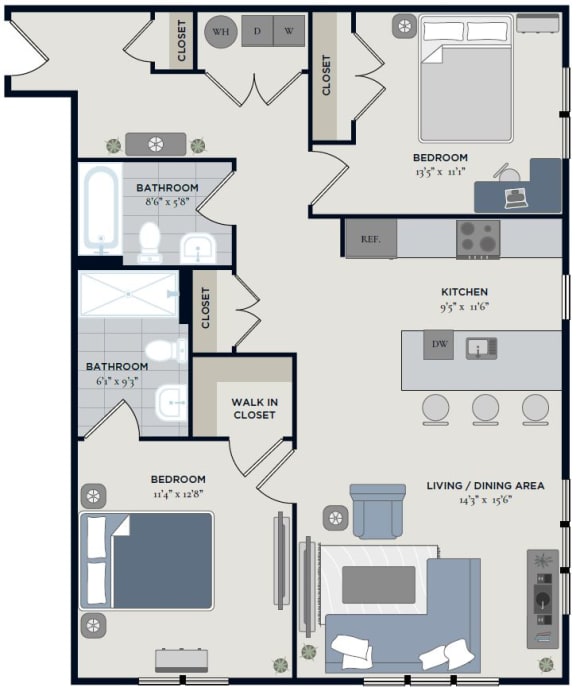 C Floor Plan at The Anchorage on Kelly, East Falls, PA