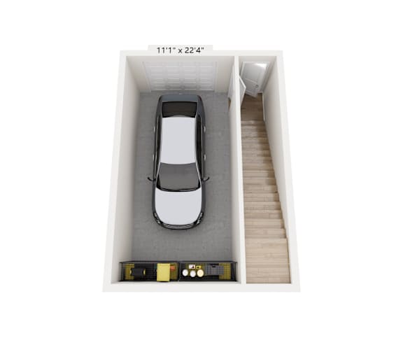 a car in a box with a sensor on the floor