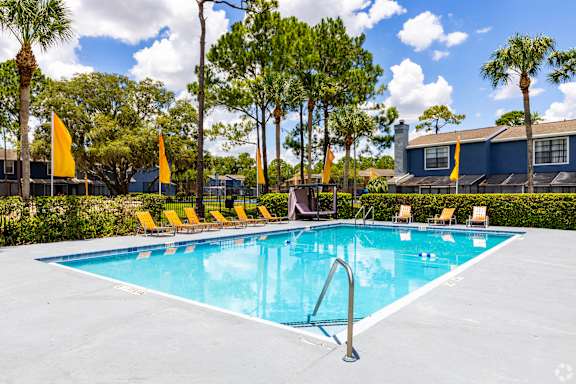 the swimming pool at our apartments in palm springs