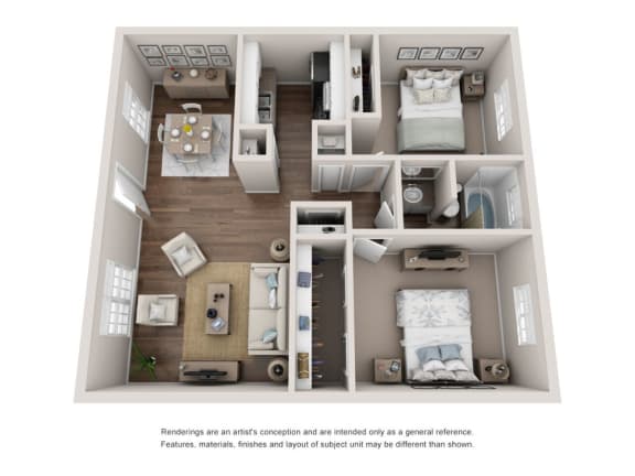B1 Floor Plan at Bellaire Oaks Apartments, Houston