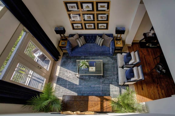 a view of the living room from the loft