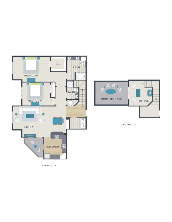 Floor Plan  two floor plan of a home with bedroom and living room