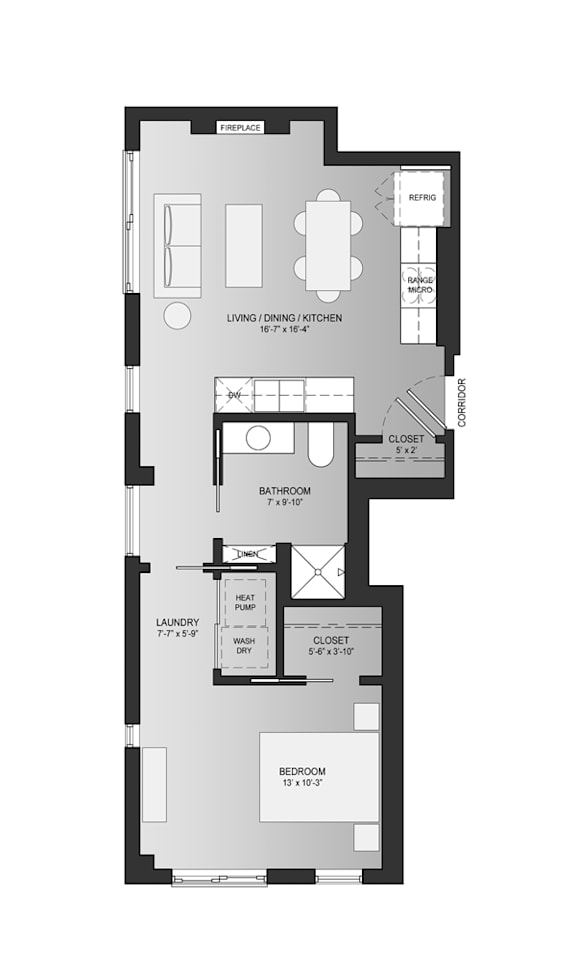 1 bed | 1 Bath | Penthouse 7