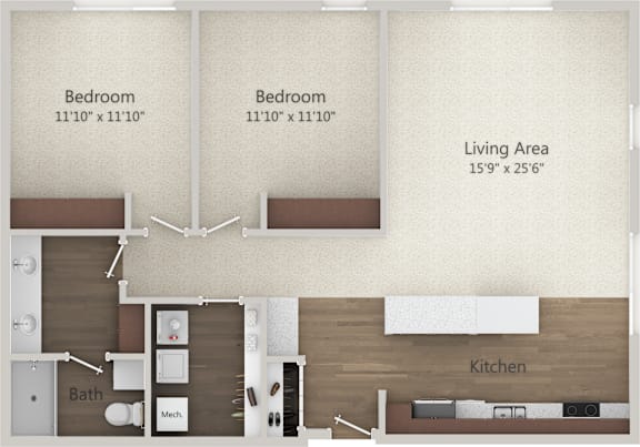 1 Bedroom Floorplan 2A