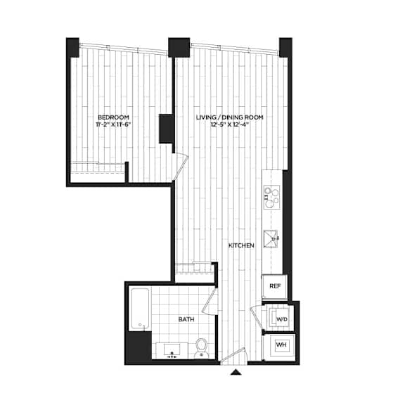 Floor Plan  1 Bed - 1 Bath | A06A