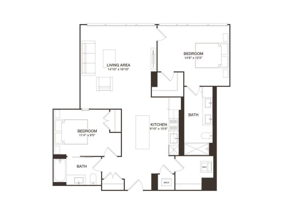 Floor Plan  2 Bed - 2 Bath | B07