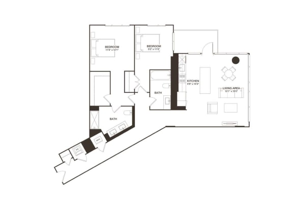 Floor Plan  2 Bed - 2 Bath | B12