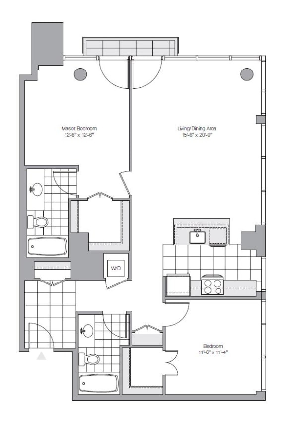 a floor plan of a town house with a bedroom and a living room