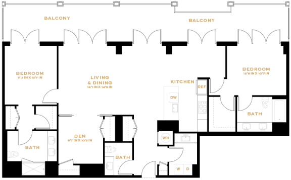 floor plan of a three story house with bedrooms and baths and a patio